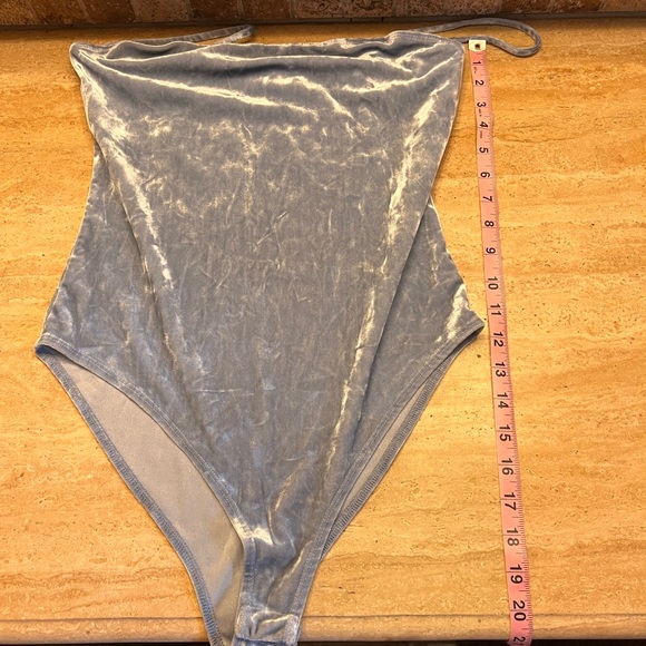 Forever 21 Velvet Light Blue Bodysuit Leotard Size M - Picture 3 of 5